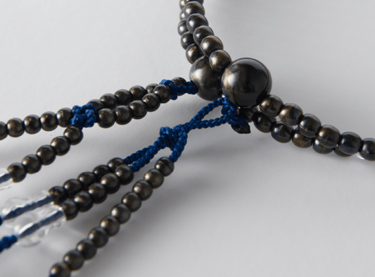 SGI Soka Gakkai Prayer beads M size gray color blue tassel