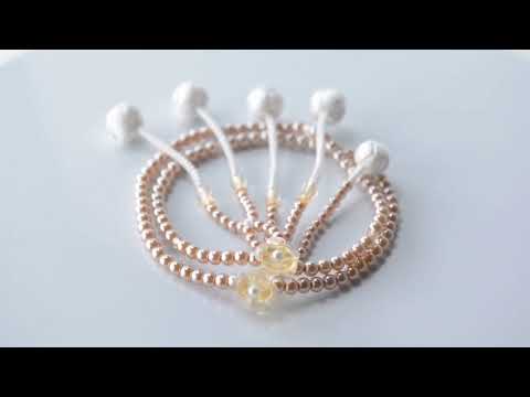 SGI Soka Gakkai Prayer beads S size Champagne Gold flower