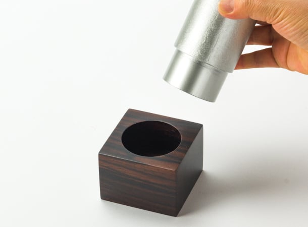 Soka Gakkai flower stand silver color zinc ebony base