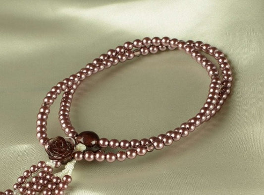 SGI Soka Gakkai Prayer beads S size Bordeaux Rose flower