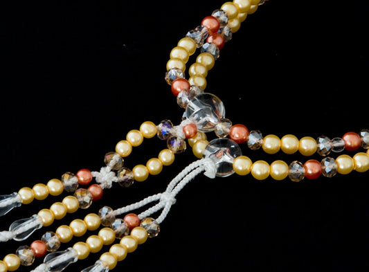 SGI Soka Gakkai Prayer beads 【S】size Abs resin yellow&orange Pearl Color
