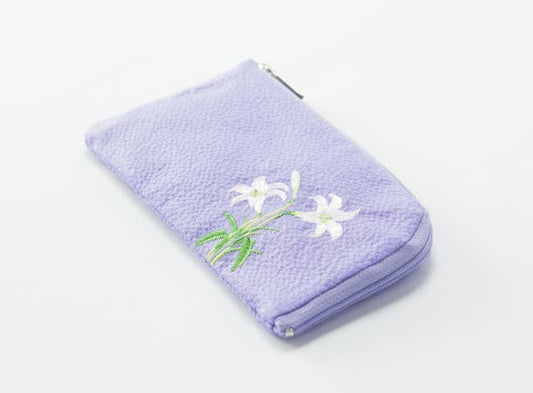 SGI Soka Gakkai prayer beads pouch White lily logo Purple