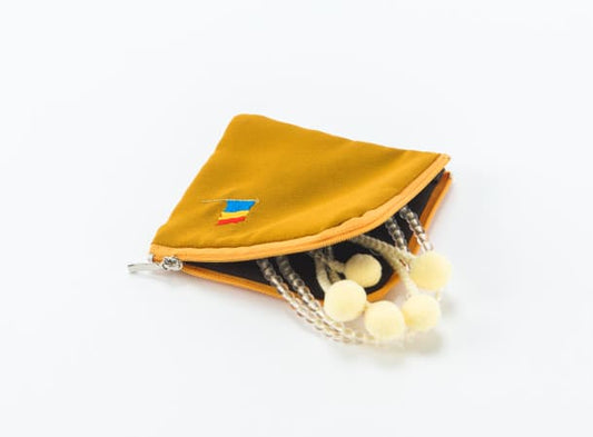 SGI Soka Gakkai prayer beads yellow Pouch three color logo