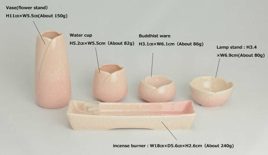SGI Soka Gakkai Altar set Pink Pottery sakura