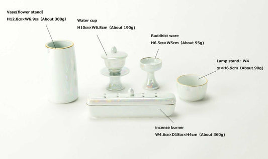 SGI Soka Gakkai Altar set Arita ware Pearl Color
