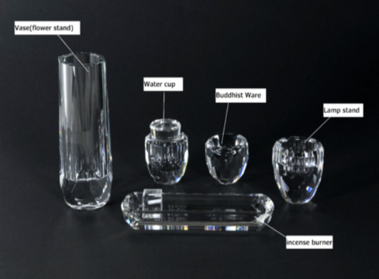 SGI Soka Gakkai New Buddhism Altar set crystal glass