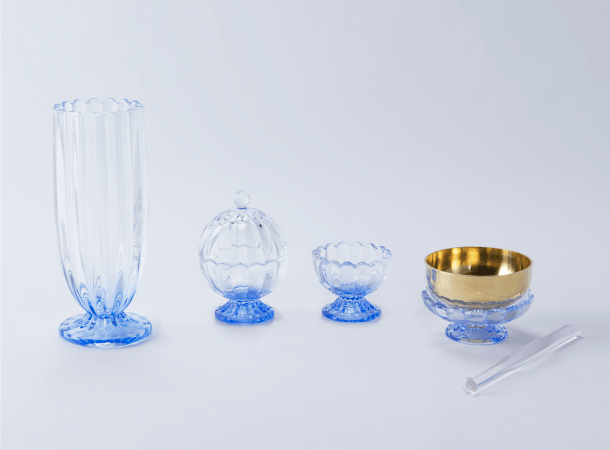 SGI Soka Gakkai glass butsugu set