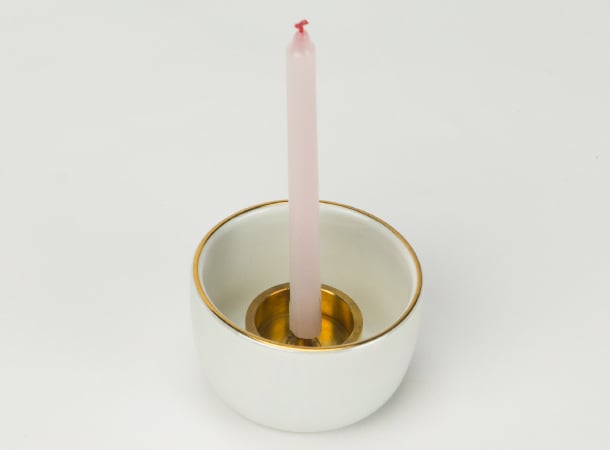 SGI Soka Gakkai Candle cup ceramic Aritayaki pearl