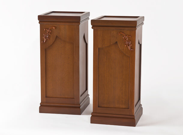 SGI Soka Gakkai mahogany square flower stand