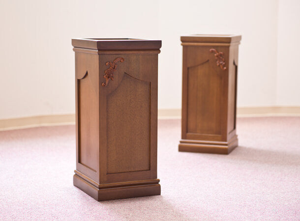 SGI Soka Gakkai mahogany square flower stand