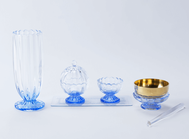 SGI Soka Gakkai glass butsugu set