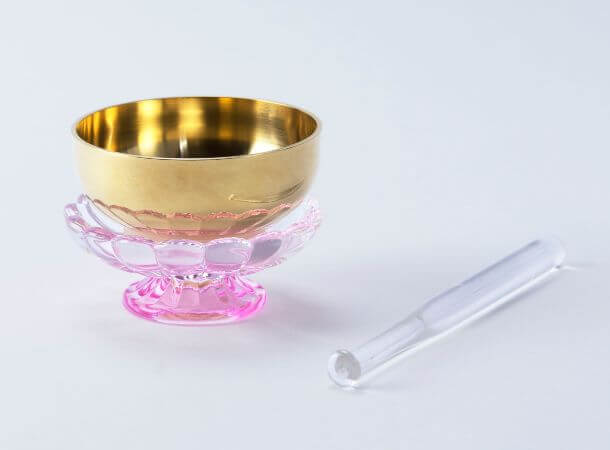 SGI Soka Gakkai compact bell set glass