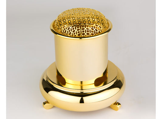 SGI Soka gakkai Incense burner with gold plated incense disc