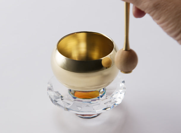 SGI Soka Gakkai compact bell set crystal glass