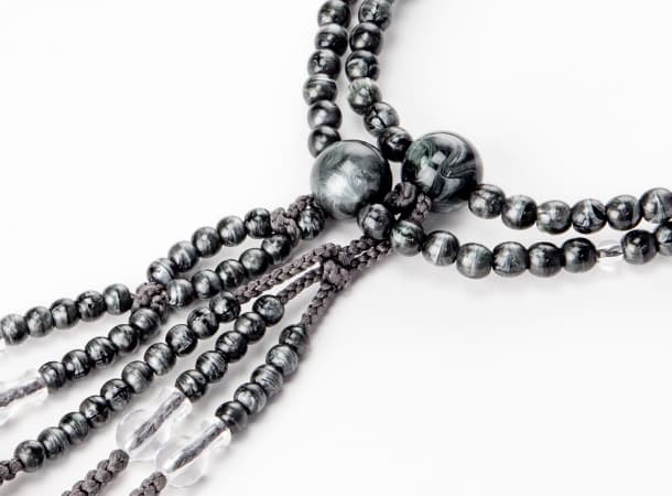 SGI Soka Gakkai  Prayer beads 【M】size Gray Tiger eyes  pattern