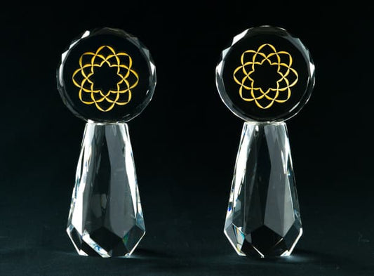 SGI Soka Gakkai Logo Bottles Crystal Glass Height 14㎝ 2Set