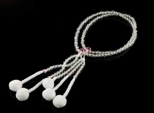 SGI Soka Gakkai  Prayer beads S size Diamond cut Clear Pink