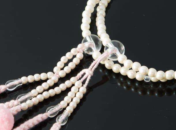 SGI Soka Gakkai Prayer beads S size white Pearl Color pink tassel
