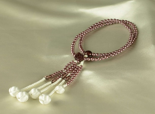 SGI Soka Gakkai  Prayer beads S size Bordeaux Rose flower