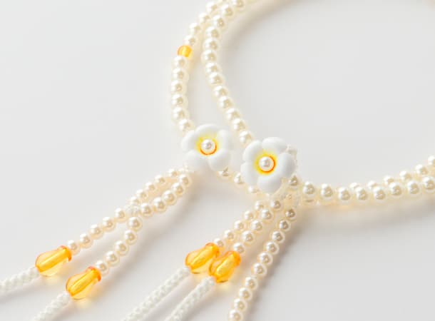 SGI Soka Gakkai Prayer beads S size White yellow flower