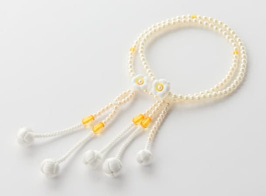SGI Soka Gakkai Prayer beads S size White yellow flower