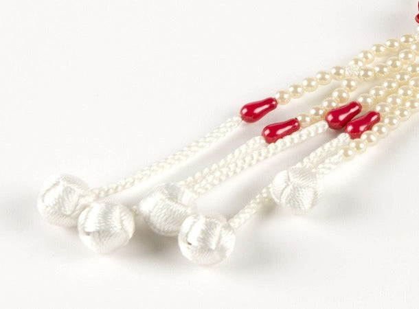 SGI  Soka Gakkai Prayer beads  S size  Red Rose white pearl color Beads